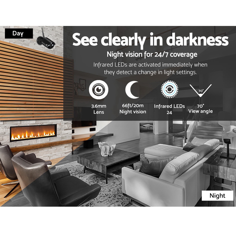 Night vision security camera for 24/7 home surveillance.