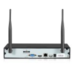 ul tech wireless cctv security system 8ch nvr 3mp 6 bullet cameras Wireless router with back panel connections visible.
