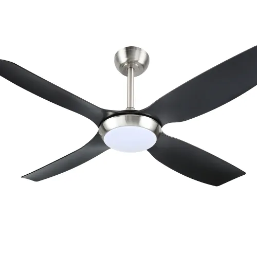 Modern ceiling fan with four black blades