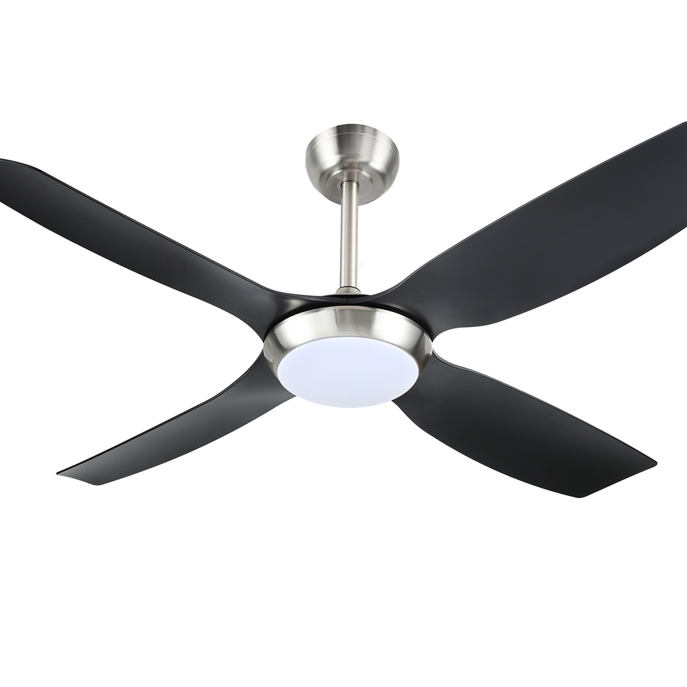Modern ceiling fan with four black blades