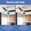 devanti 52'' ceiling fan dc motor w/light w/remote black Ceiling fan showing reverse cycle for seasons.