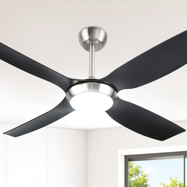 devanti 52'' ceiling fan dc motor w/light w/remote black Modern ceiling fan with light feature