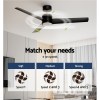 devanti 52'' ceiling fan dc motor w/light w/remote black