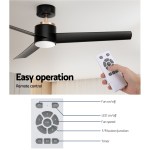 devanti 52'' ceiling fan dc motor w/light w/remote black
