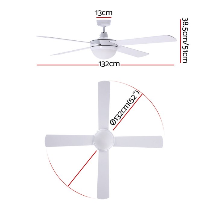 devanti 52'' ceiling fan ac motor w/light w/remote white devanti 52'' ceiling fan ac motor w/light w/remote white