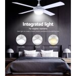 devanti 52'' ceiling fan ac motor w/light w/remote white
