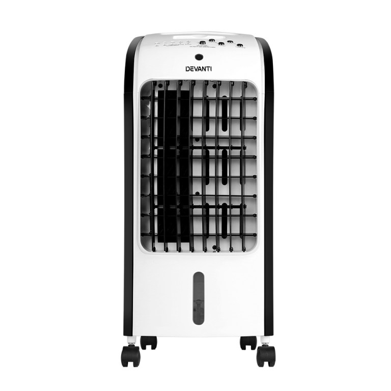 devanti evaporative air cooler conditioner 4l Portable air cooler with wheels and controls