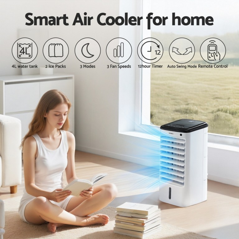 devanti evaporative air cooler conditioner w/ remote 4l