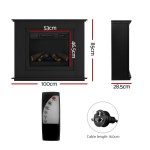 devanti electric fireplace fire heater 2000w black Electric fireplace with remote and plug dimensions.