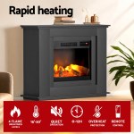 devanti electric fireplace fire heater 2000w black Electric fireplace with rapid heating and flame options.
