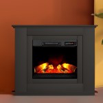 devanti electric fireplace fire heater 2000w black Contemporary electric fireplace with glowing embers.