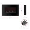 devanti electric fireplace fire heater 2000w black Wall-mounted electric fireplace dimensions and plug details.