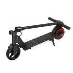 electric scooter 130w 16km/h led light folding portable riding commuter black Compact black electric scooter, folded for storage.