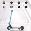 electric scooter 130w 16km/h led light folding portable riding commuter blue Blue electric scooter features and specifications displayed.