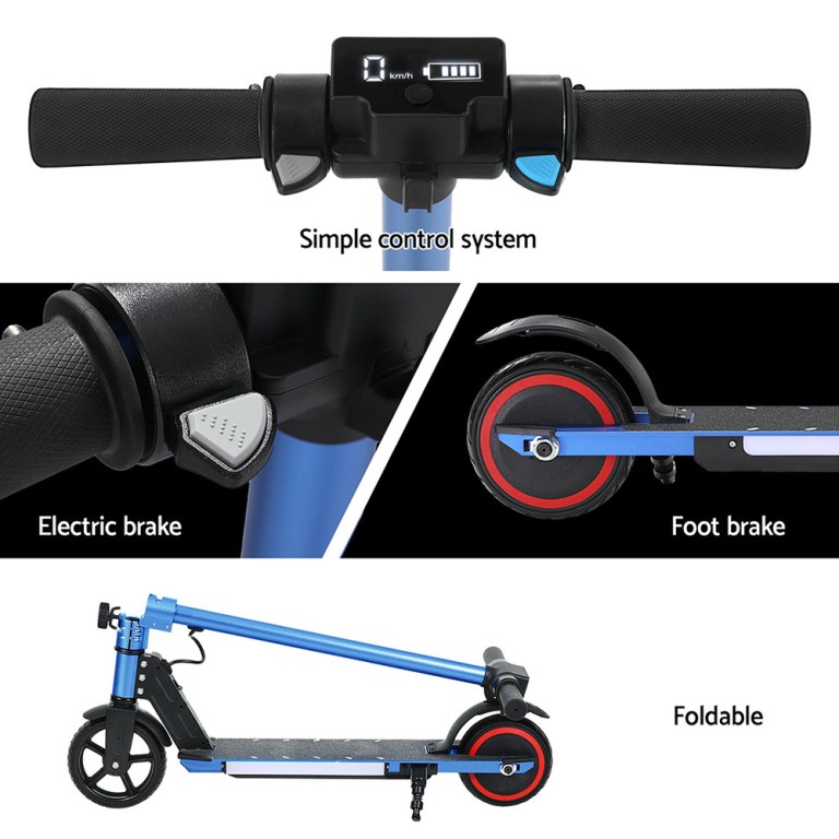 Electric scooter with brakes and foldable design