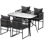 ff dining rope 120 5pc 202509011318 00.jpg Gardeon 5-Piece Outdoor Dining Set with Glass Top - Black