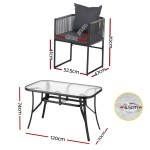 gardeon 5pcs outdoor dining set table and chairs rope patio furniture garden black Gardeon 5-Piece Outdoor Dining Set with Glass Top - Black