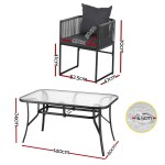 Gardeon 5-Piece Black Outdoor Dining Set with Glass Table