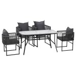Gardeon 5-Piece Black Outdoor Dining Set with Glass Table