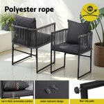 Gardeon 5-Piece Black Outdoor Dining Set with Glass Table