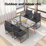 Gardeon 5-Piece Black Outdoor Dining Set with Glass Table