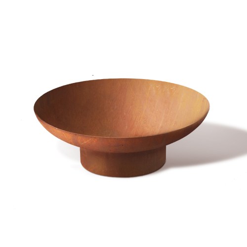 Rustic garden fire pit bowl on white background.