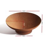 grillz fire pit bowl cast iron rustic 70cm Round fire pit with measurements in centimetres.
