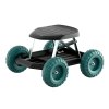 Garden scooter with sturdy wheels and seat