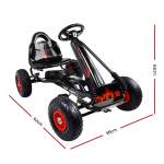 rigo kids pedal go kart ride on toys racing car rubber tyre black Black pedal go-kart with red wheels.