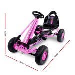 Pink go-kart with dimensions: 63x62x98cm.