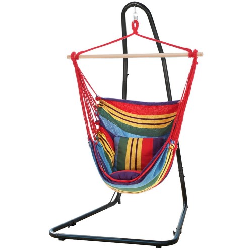 Colourful hanging chair with frame