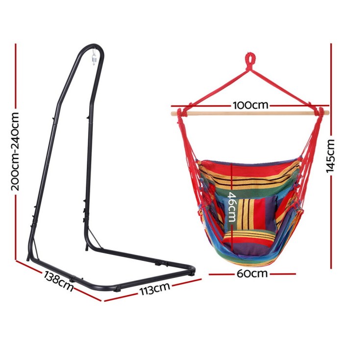 gardeon hammock chair with heavy duty steel stand Colourful hammock chair with stand dimensions.