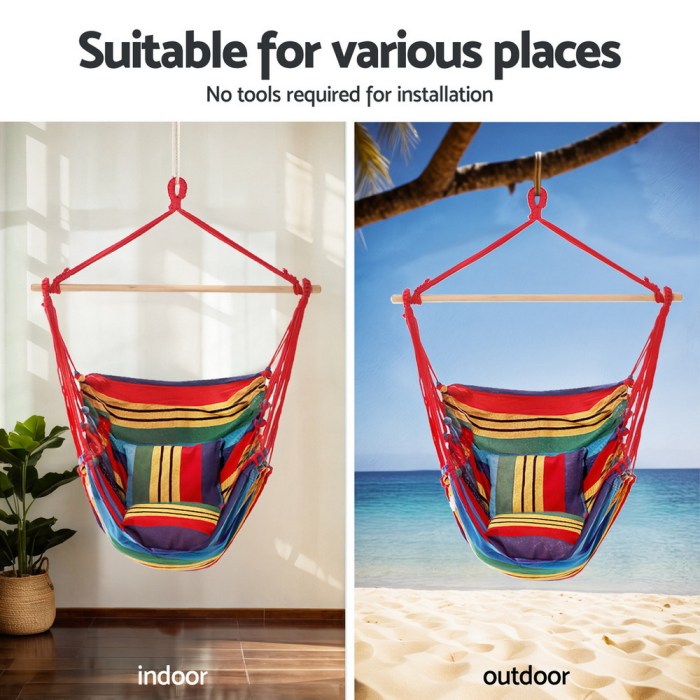 gardeon hammock chair with heavy duty steel stand Colourful hammock chair for indoors and outdoors.