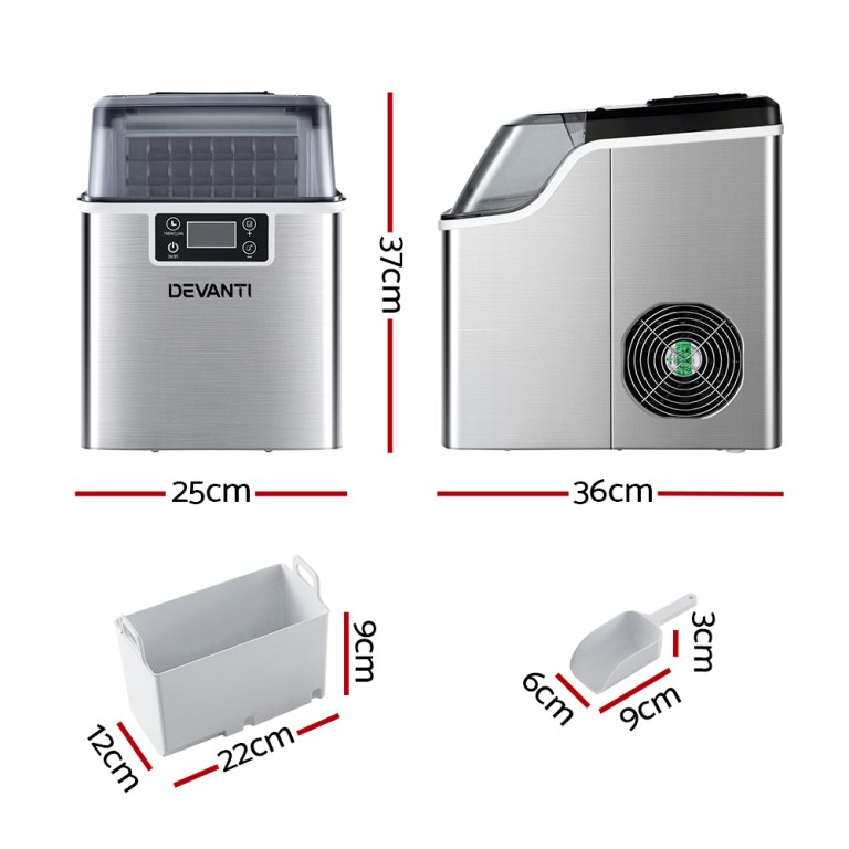 devanti ice maker machine commercial portable ice cube tray countertop 3.2l