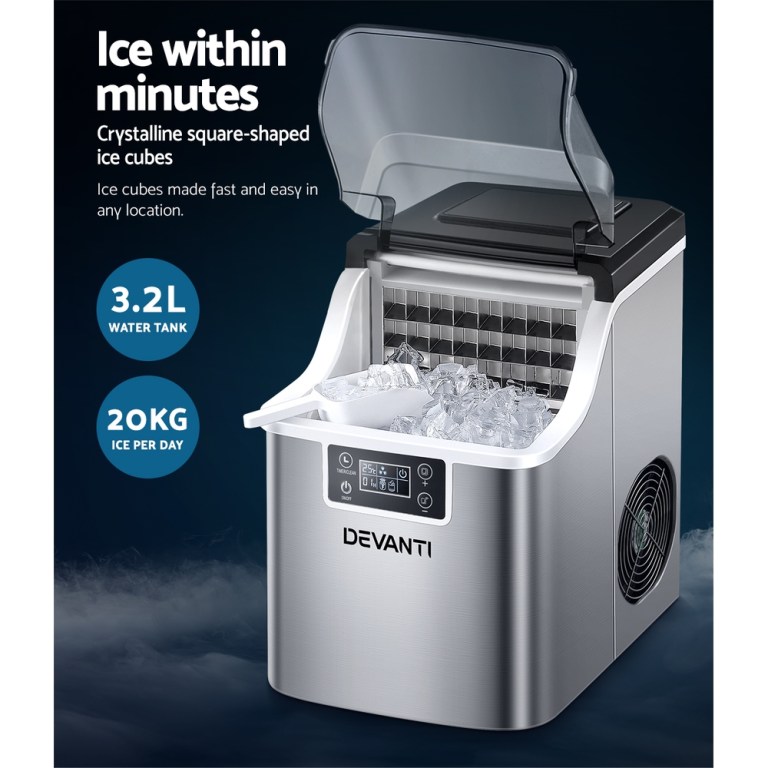 devanti ice maker machine commercial portable ice cube tray countertop 3.2l