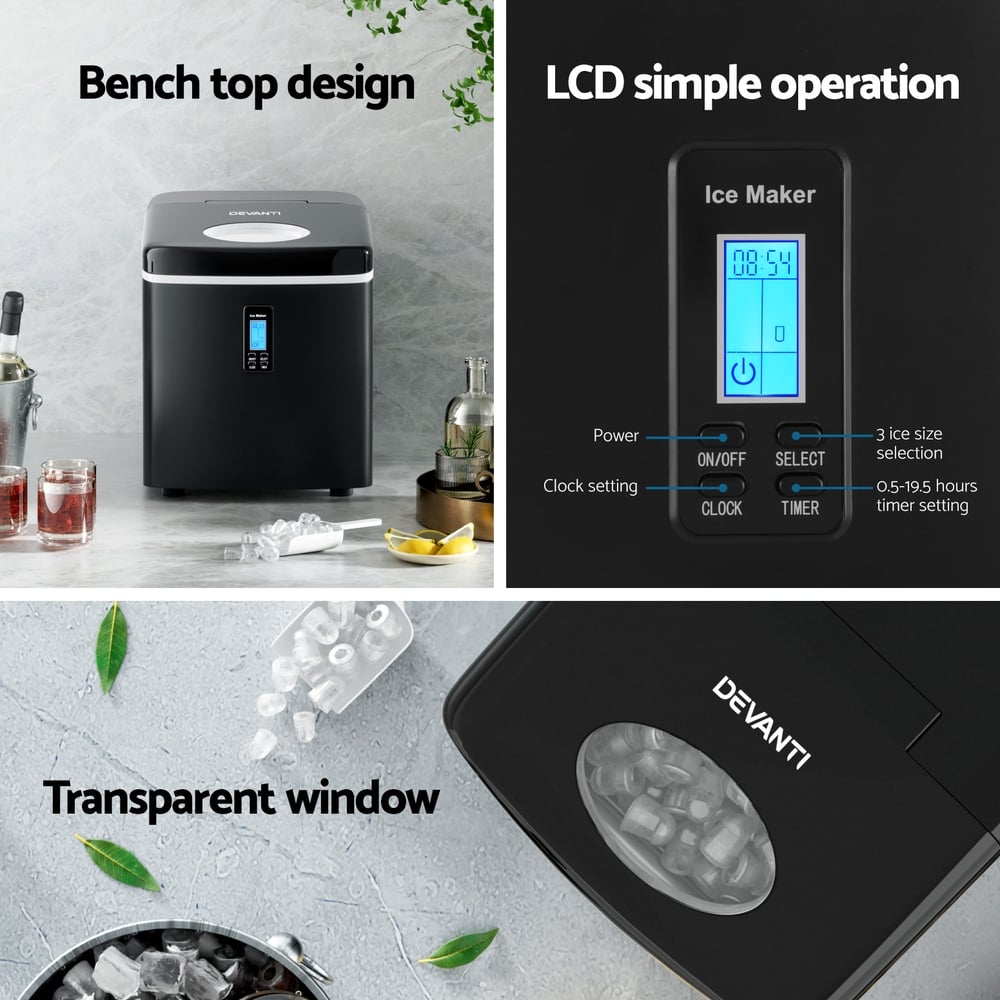 devanti 15kg ice maker machine black