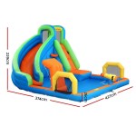 airmyfun kids inflatable pool water slide cannon splash park castle outdoor toys 427x374cm Inflatable water slide with splash pool and basketball hoops.