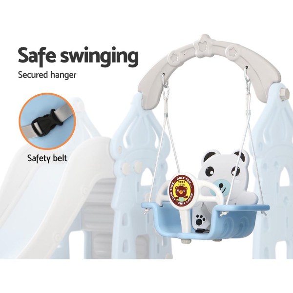 Safe kids swing with secure hanger and safety belt.