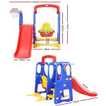 keezi kids slide swing set basketball hoop outdoor playground toys 120cm blue Children's swing set with slide and basketball hoop.