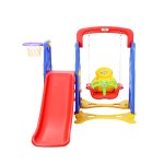 keezi kids slide swing set basketball hoop outdoor playground toys 120cm blue Colourful toddler slide and swing set with hoop.
