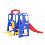 keezi kids slide swing set basketball hoop outdoor playground toys 120cm blue Colourful kids playset with slide and basketball hoop.