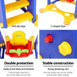 keezi kids slide swing set basketball hoop outdoor playground toys 120cm blue Children's slide details: steps, U-base, protection, stability.