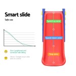 keezi kids slide swing set basketball hoop outdoor playground toys 120cm blue Diagram of a safe, curved slide design.