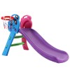 kps slide panda bu 00.jpg Kids' slide with basketball hoop, colourful design.
