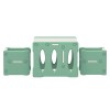 Green children's play toy structure, three pieces.