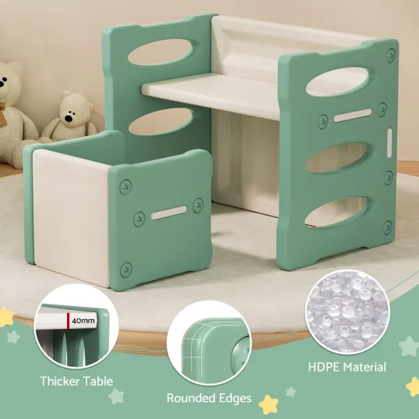 Kids' adjustable table and chair set with HDPE material.