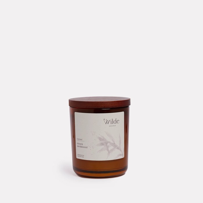 wilde aroma honeysuckle & bushflower candle (copy) Wilde Aroma clove sandalwood candle with wooden lid.