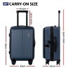 wanderlite 20 luggage suitcase front pocket travel carry on dual tsa navy" Blue carry-on luggage with telescopic handle dimensions.