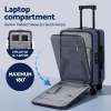 wanderlite 20 luggage suitcase front pocket travel carry on dual tsa navy" Suitcase laptop compartment with 180-degree opening.
