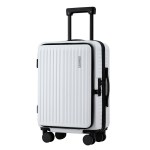 lug abs pok 20 wh 202508221106 00.jpg White suitcase with four wheels and telescopic handle.